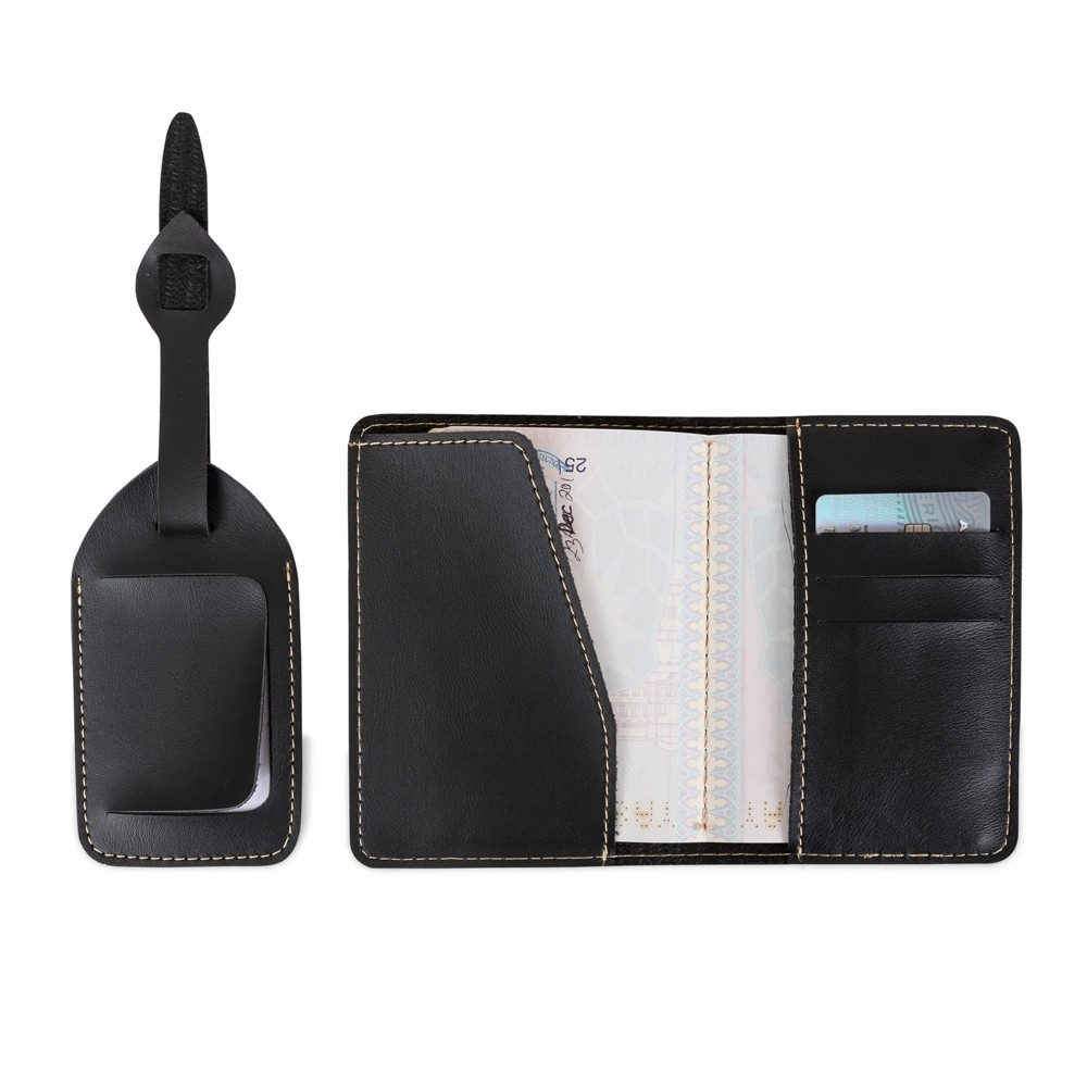 KIT VIAGEM PORTA PASSAPORTE + TAG DE MALA EM COURO SINTÉTICO VI180L