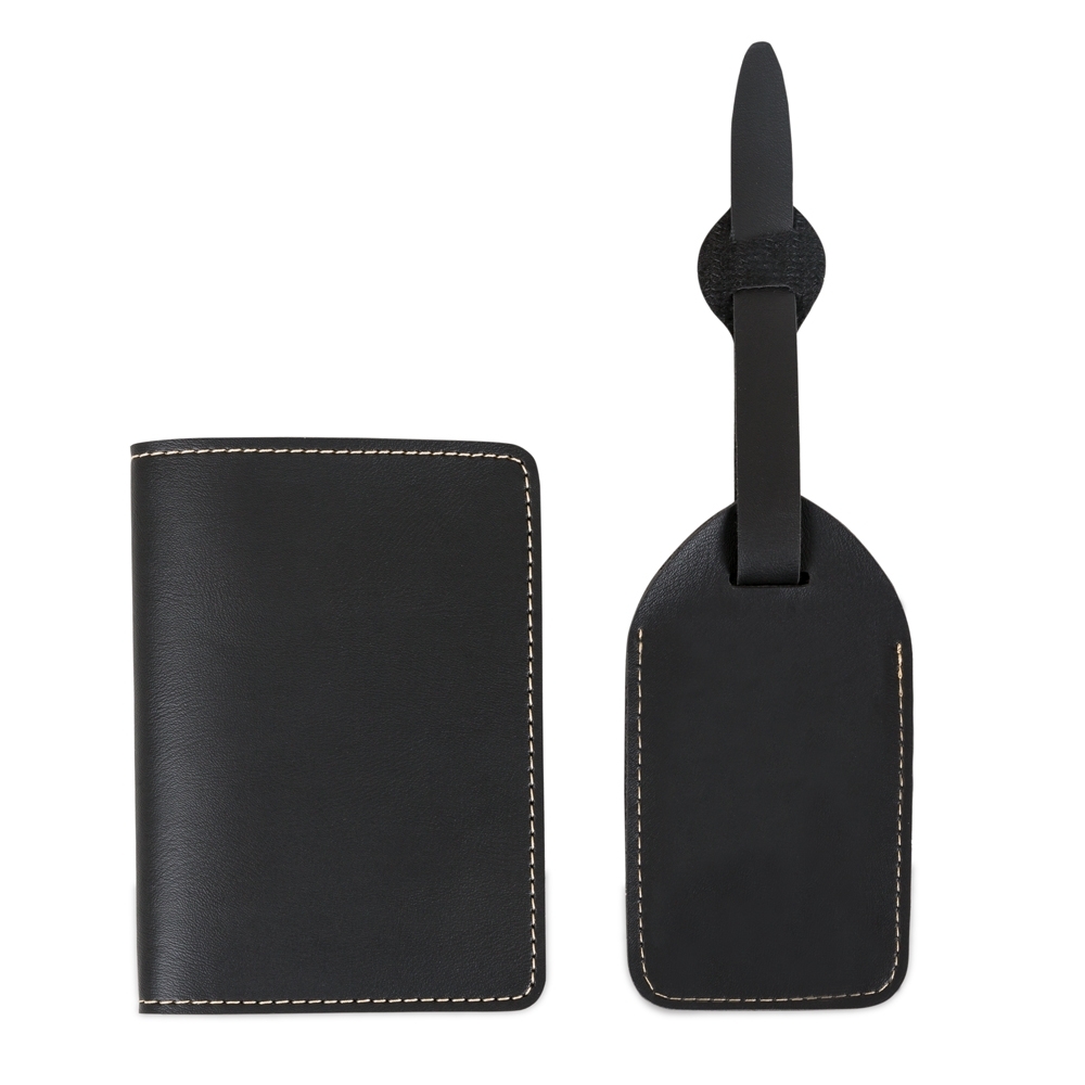 KIT VIAGEM PORTA PASSAPORTE + TAG DE MALA EM COURO SINTÉTICO VI180L