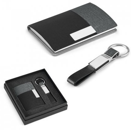 KIT EXECUTIVO COM PORTA CARTÃO E CHAVEIRO EM METAL KT132D
