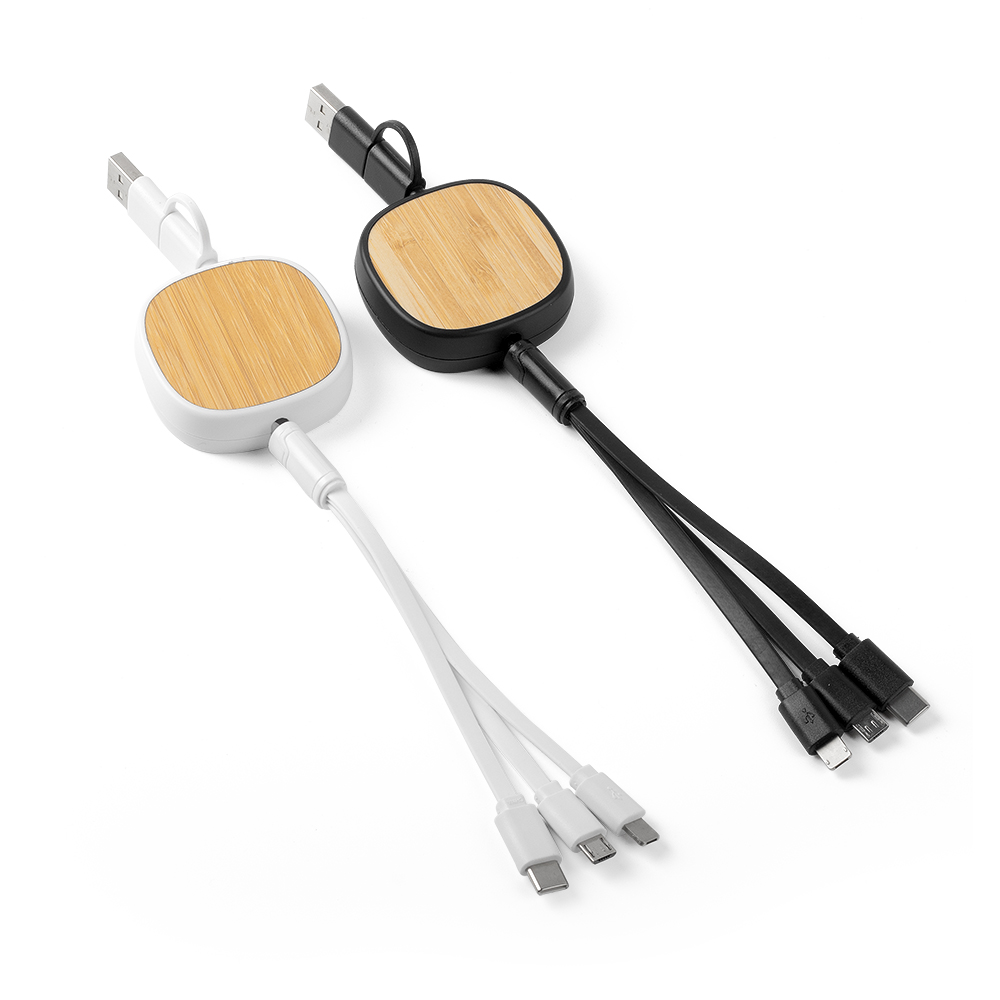 CABO CARREGADOR USB RÁPIDO MULTIFUNCIONAL DE BAMBU ECO 3 EM 1 AC232J