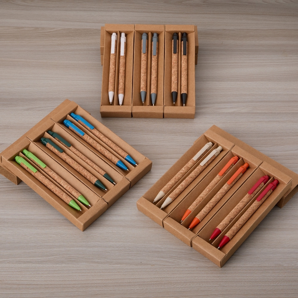 KIT CANETA E LAPISEIRA ECO EM CORTIÇA COM ESTOJO EM KRAFT CE131B kit caneta e lapiseira eco com cortiça