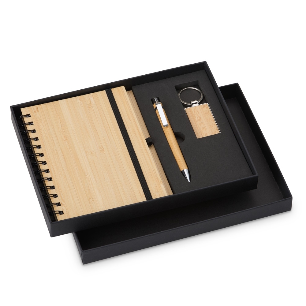 KIT EXECUTIVO EM BAMBU 3 PECAS KT132G kit executivo em bambu