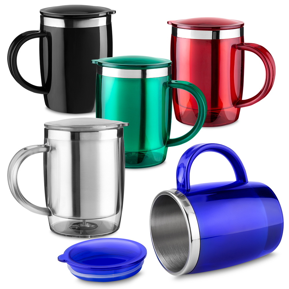 CANECA INOX COM ACABAMENTO EM PLÁSTICO 400ML CA165B4 CANECA INOX COM ACABAMENTO EM PLÁSTICO 400ML CA165B4