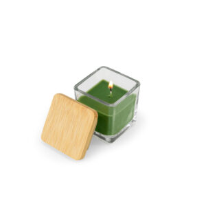 VELA AROMÁTICA 50G COPO DE VIDRO COM TAMPA EM BAMBU HM100