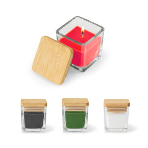 VELA AROMÁTICA 50G COPO DE VIDRO COM TAMPA EM BAMBU HM100